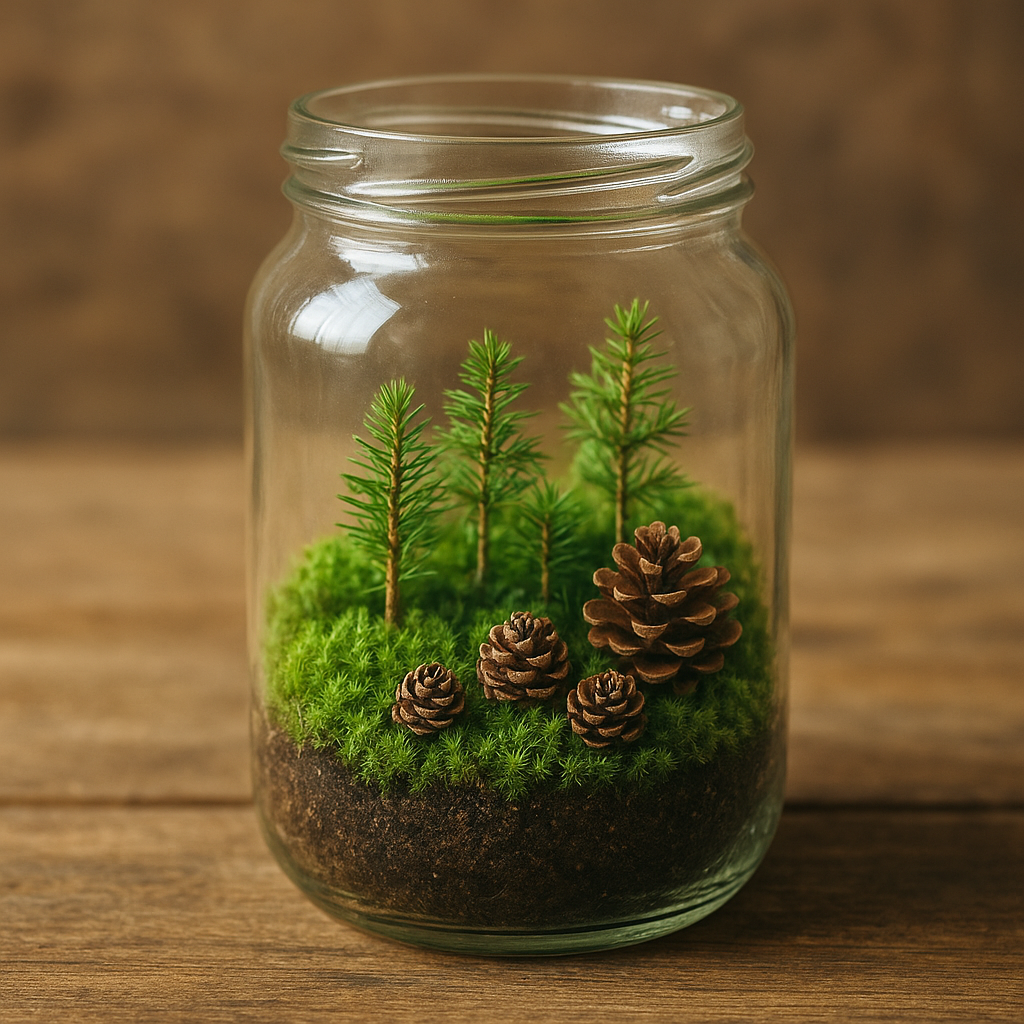 Jak zrobić mini las w słoiku z mchu i szyszek